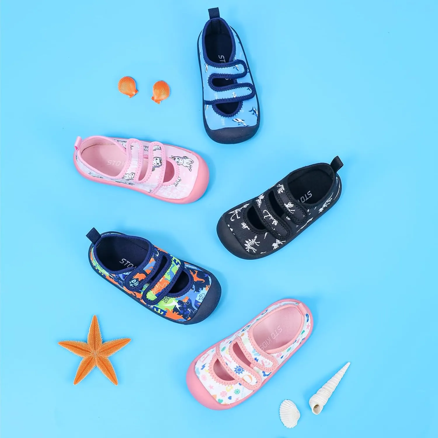 Toddler Water Shoes Boys Girls Unisex Summer Beach Quick Dry Non Slip Hook and Loop Swim Barefoot Aqua Socks