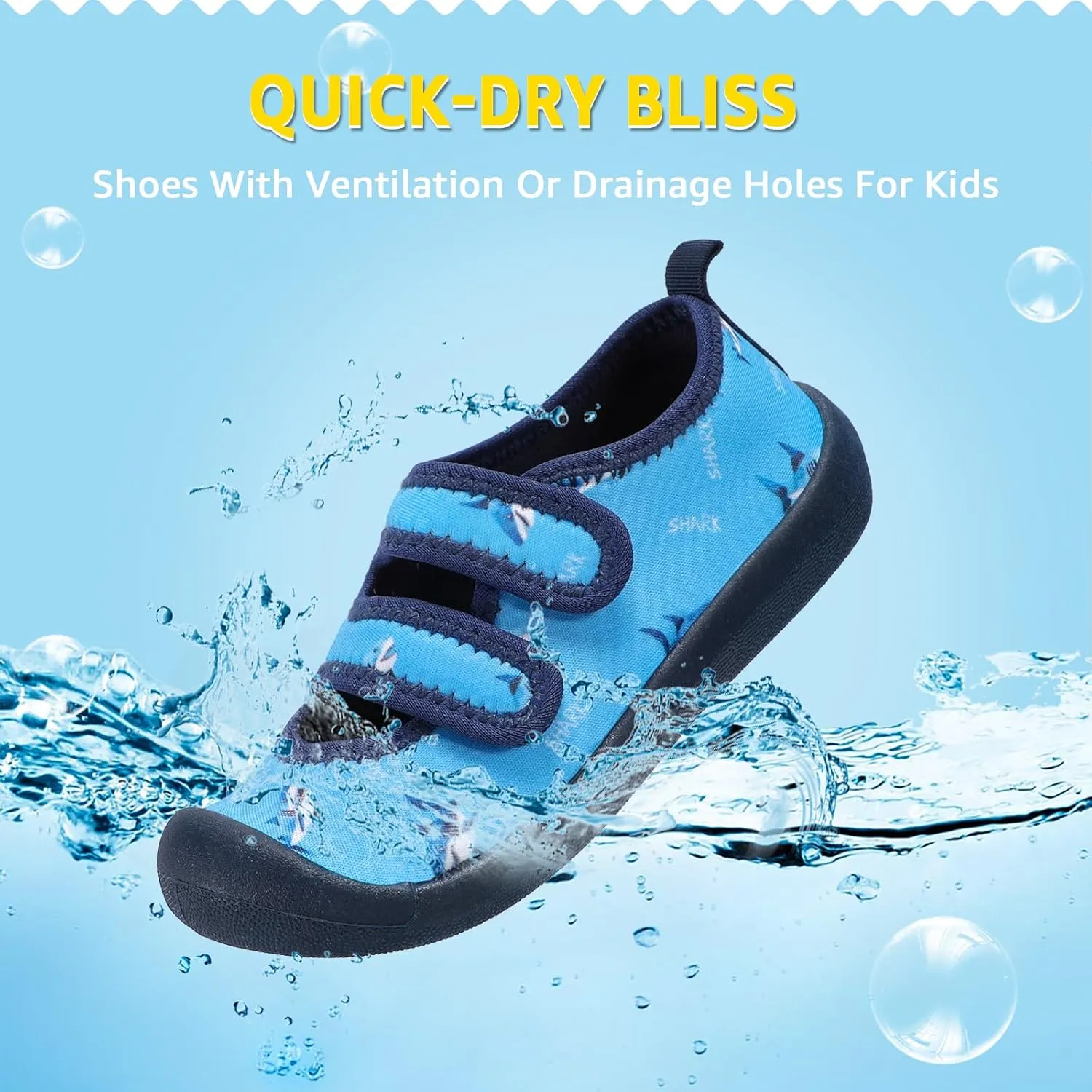 Toddler Water Shoes Boys Girls Unisex Summer Beach Quick Dry Non Slip Hook and Loop Swim Barefoot Aqua Socks