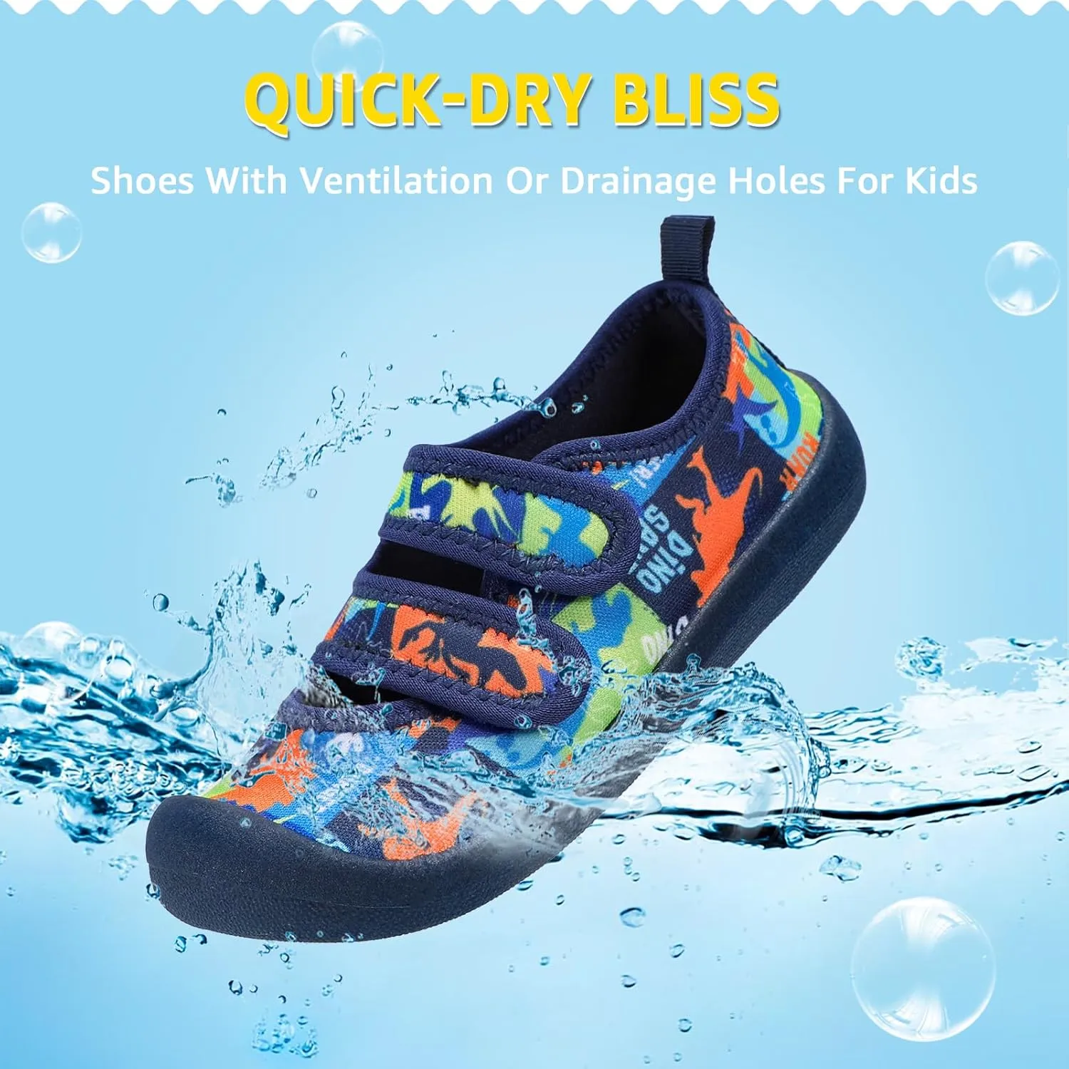 Toddler Water Shoes Boys Girls Unisex Summer Beach Quick Dry Non Slip Hook and Loop Swim Barefoot Aqua Socks