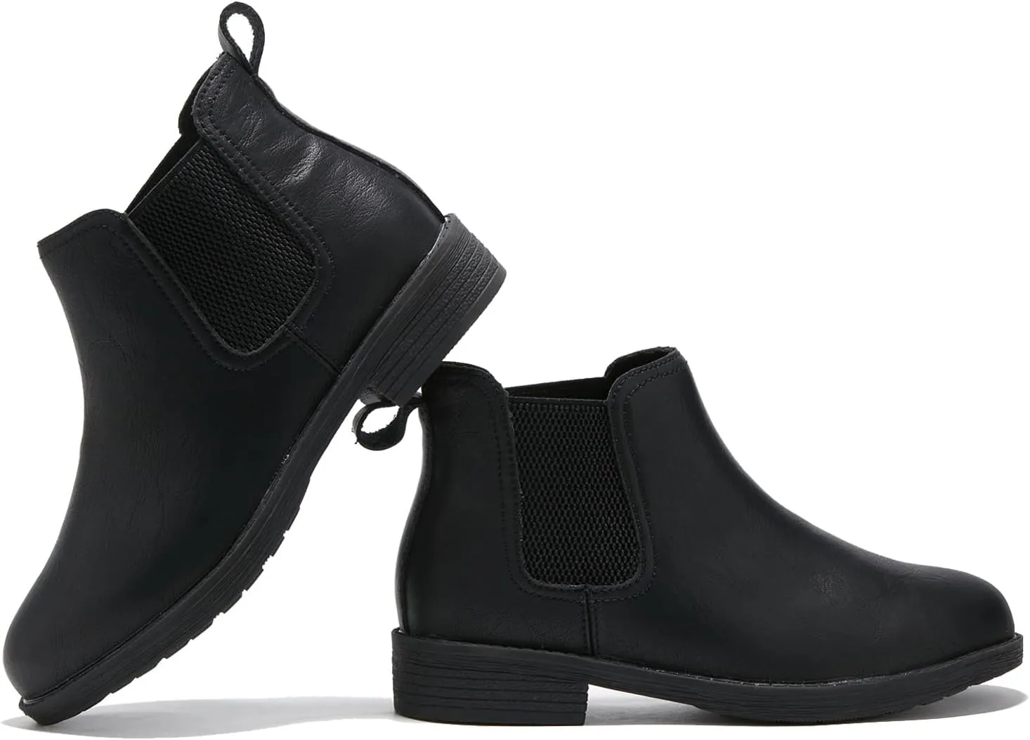 TRULAND Women's Leather Chelsea Boots - Classic Slip On Low Heel Fall Ankle Booties
