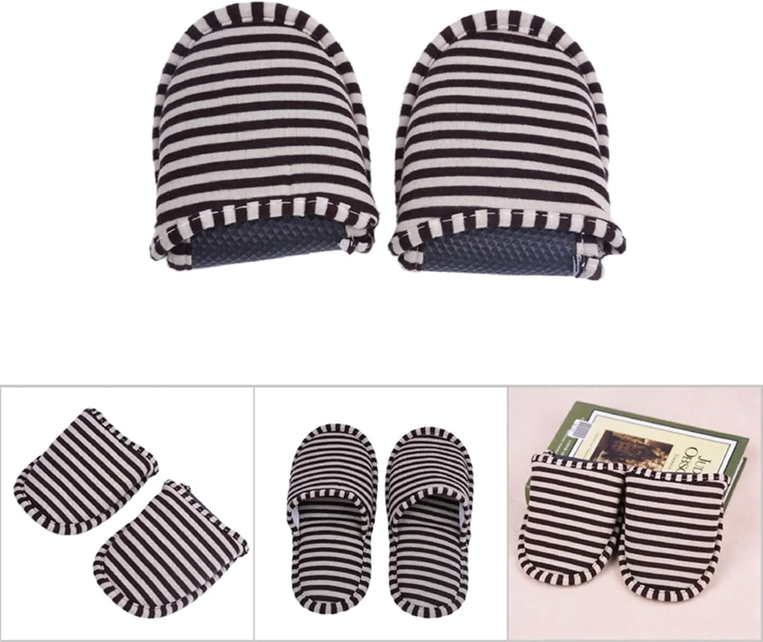 VGEBY Travel Portable Foldable Reusable Indoor Soft Cotton Anti-Slip Slippers for Home Hotel House Slippers
