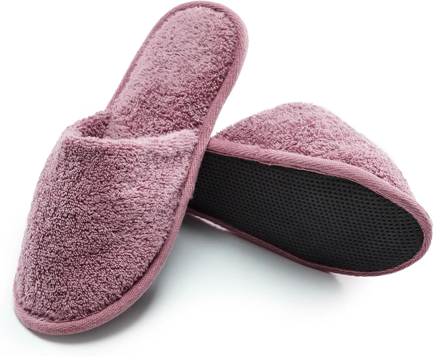 Womens Cotton Bath Slippers, Terry Cloth Spa Slippers for Women