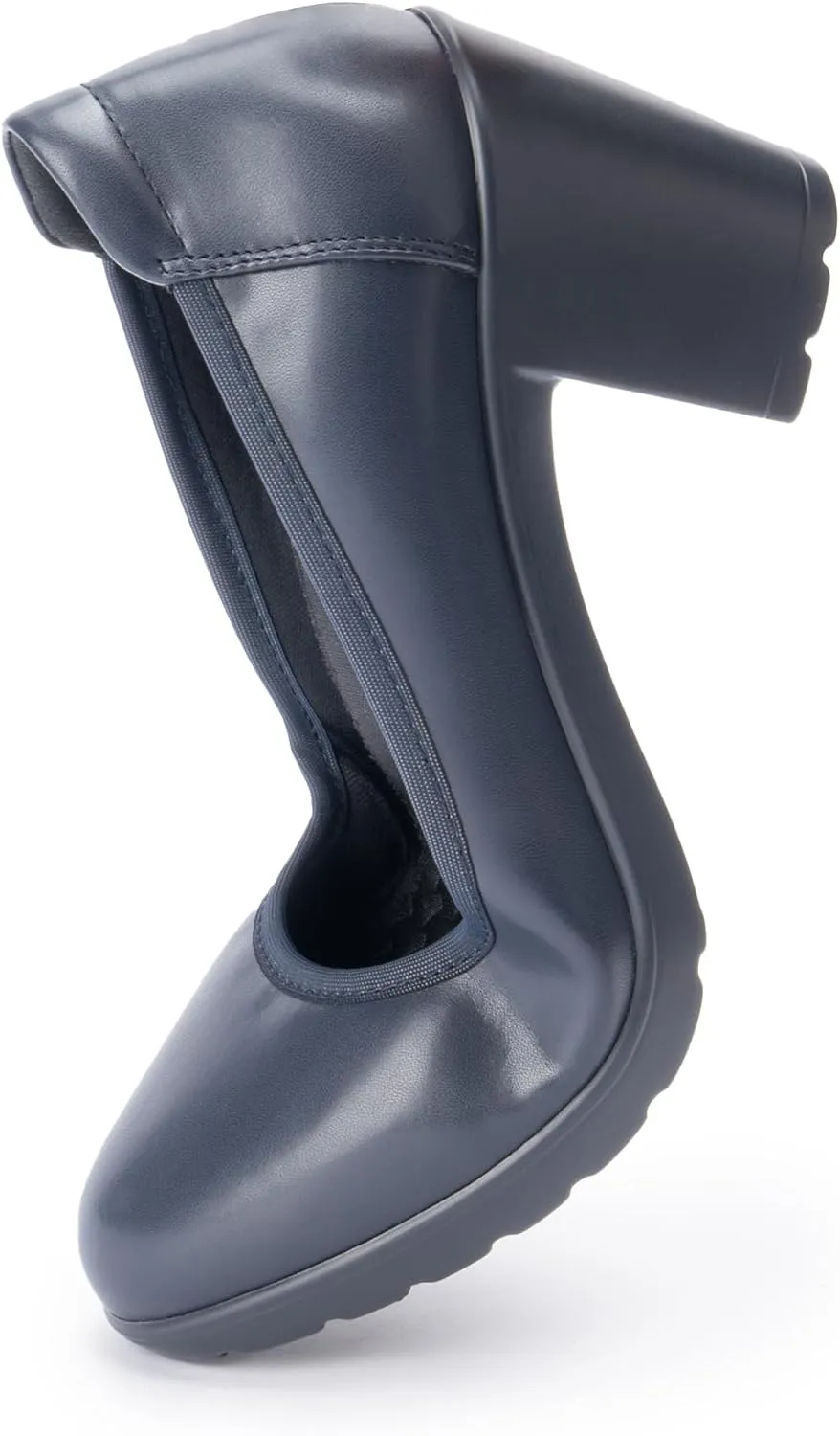 Women's Pumps with Arch Support, Chunky Closed Round Toe Block Heels for Women, Comfortable Low Heel Work Dress Shoes