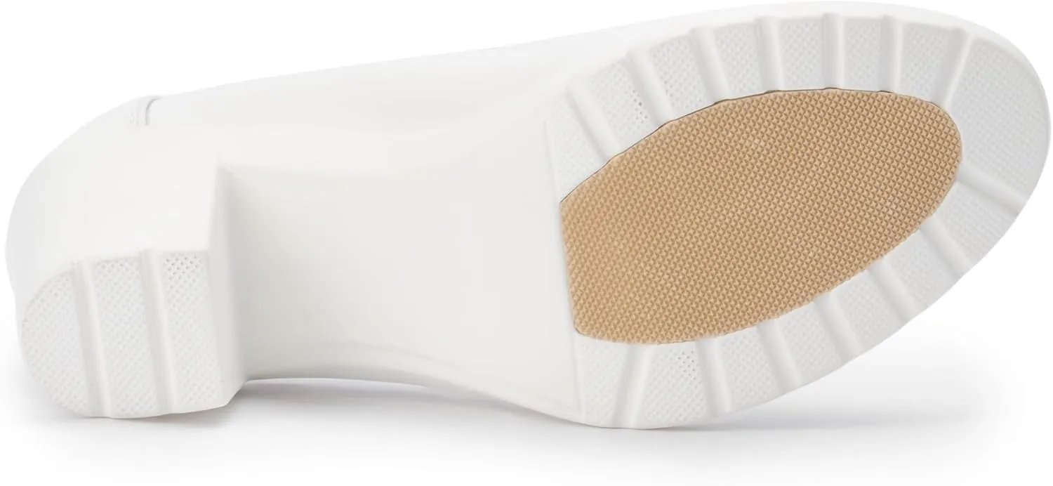 Women's Pumps with Arch Support, Chunky Closed Round Toe Block Heels for Women, Comfortable Low Heel Work Dress Shoes
