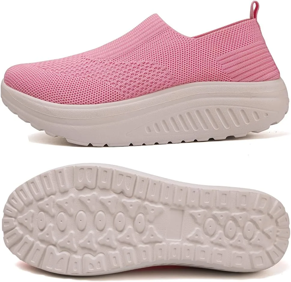 Women's Walking & Jogging Shoes - Light Mesh, Non Slip, Breathable Casual Slip-On Shoes