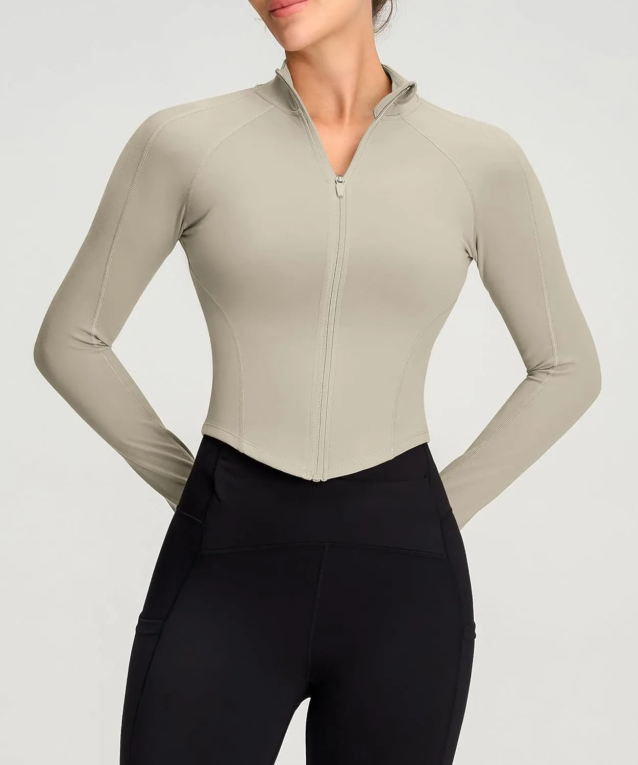 Womens Zip Up Bbl Jacket Lightweight Cropped Athletic Jacket Track Gym Workout Jackets for Running Yoga Hiking
