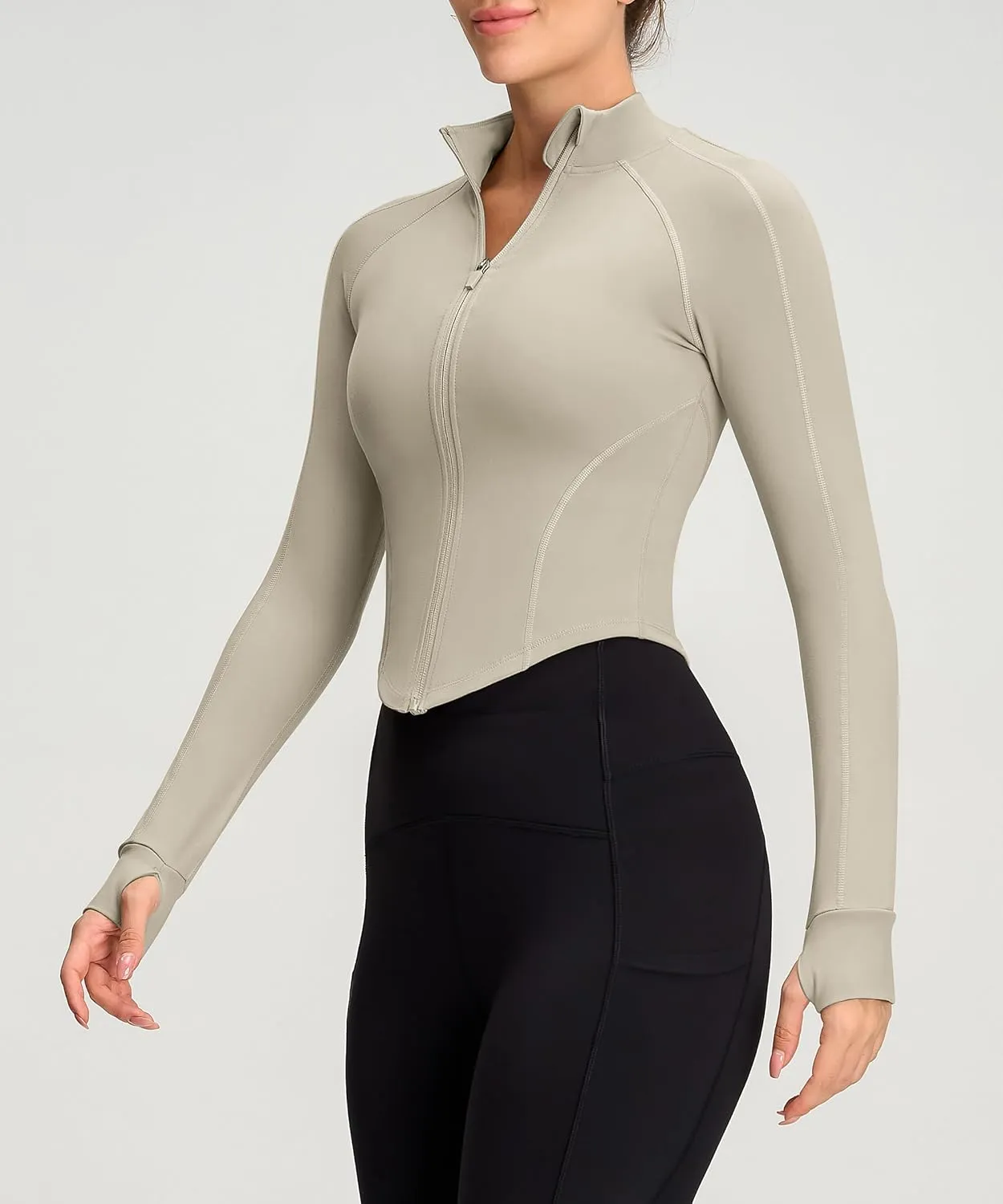 Womens Zip Up Bbl Jacket Lightweight Cropped Athletic Jacket Track Gym Workout Jackets for Running Yoga Hiking