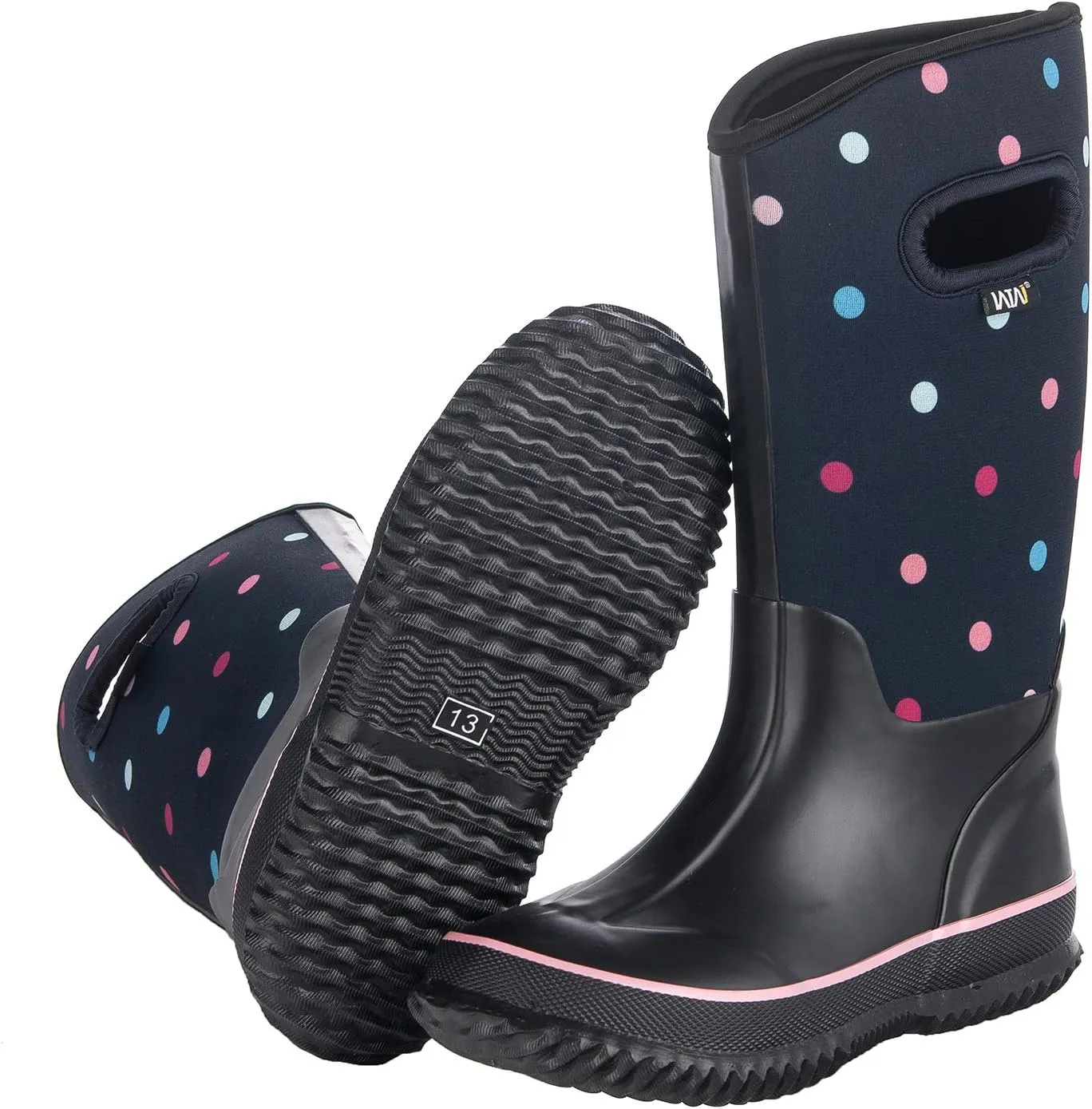 WTW Kids Rubber Rain Boots - Neoprene Insulated 100% Waterproof Mid Calf Mud Boots for Boys and Girls Winter Snow Boots